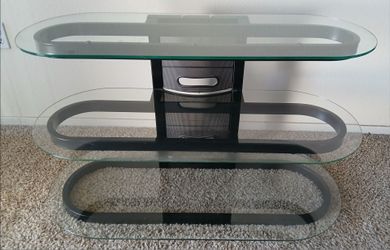 3-tier clear glass tv stand