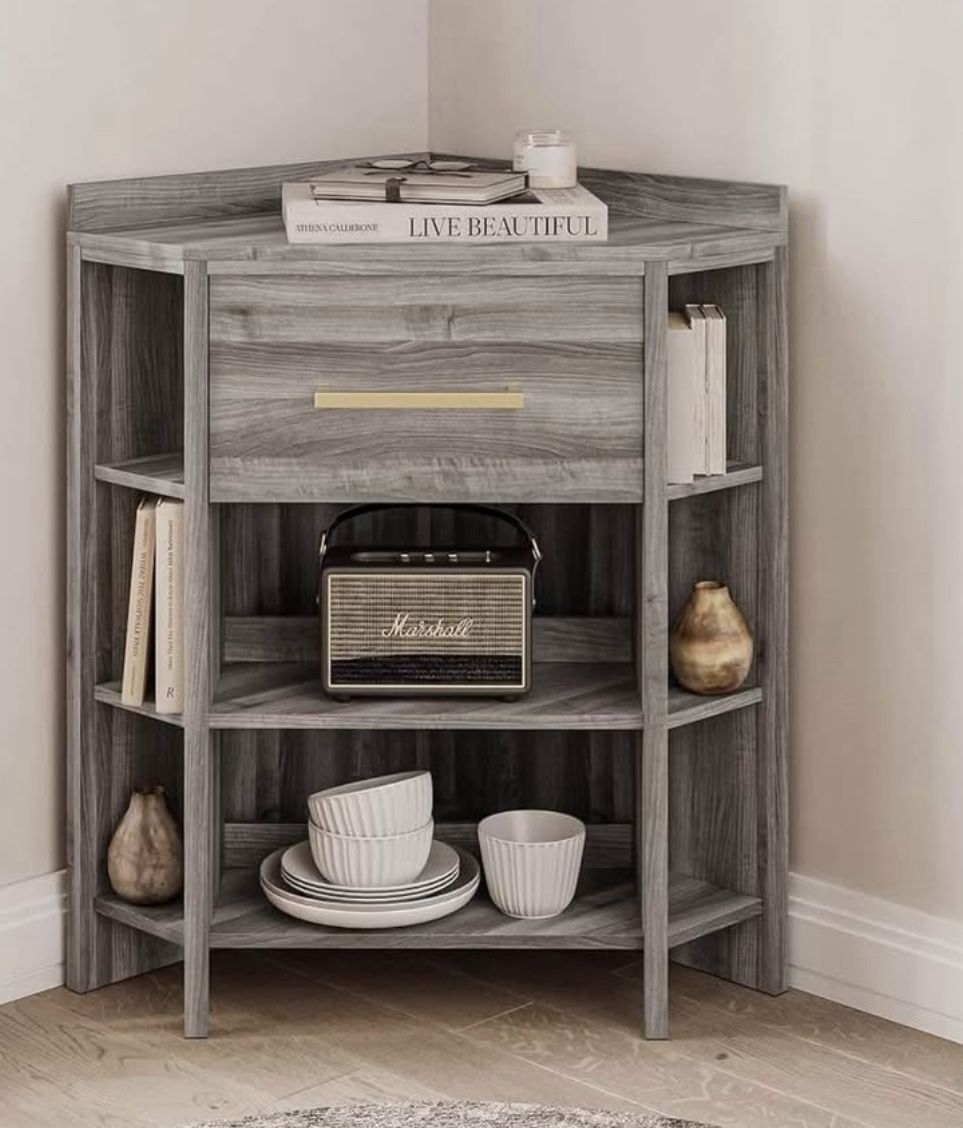 Corner cabinet with storage drawer
