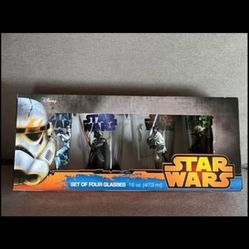 Glass Set - Set of 4 Star Wars glass tumbler/drinking glasses , 16 oz.