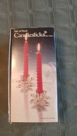 Silver plated floral candlesticks /New