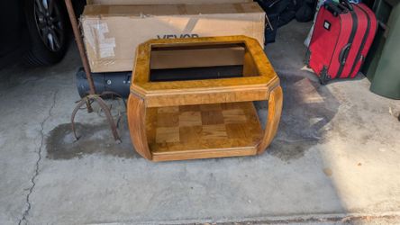 Wood end table with glass top