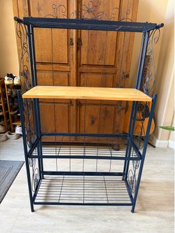 4 Tiered Folding Metal and Wood Plant Stand