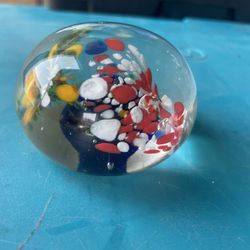Vintage Murano Glass Paperweight Art Glass Floral