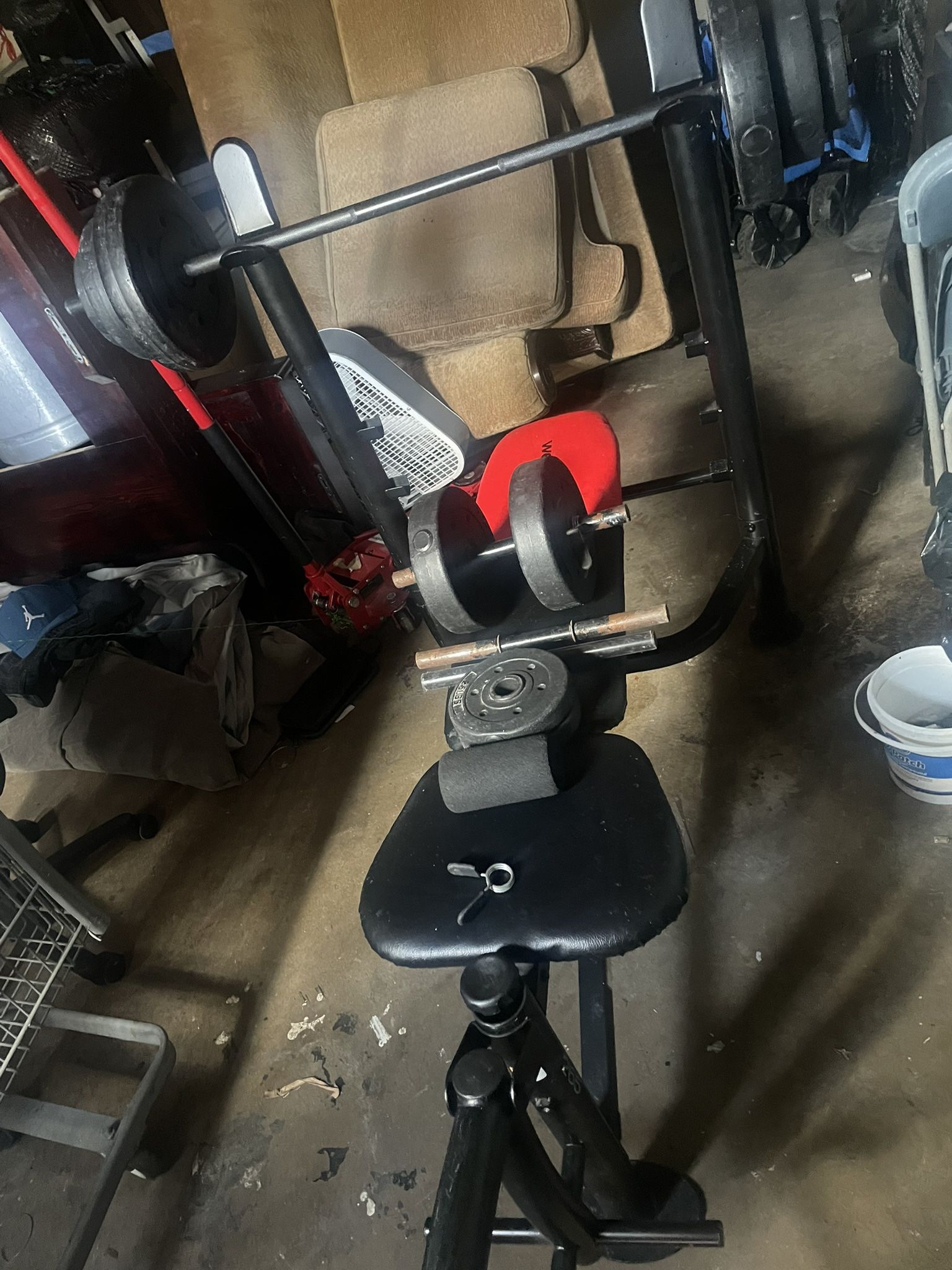 Bench Press + All Weights + Metal Curl Up Bar