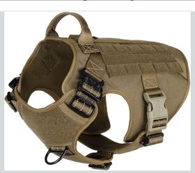 CEFANG Tactical Dog Harness Large Size,2X Metal Buckle,Working Dog MOLLE Vest with Handle,No Pulling Front Leash Clip,Hook and Loop Panel big dog Size