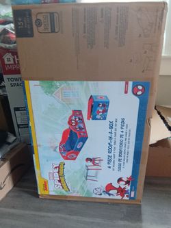 Spider-Man bed with sheets and mattress table and toy box included