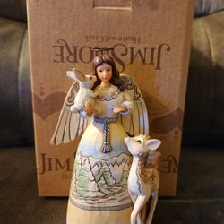 Enesco JIM SHORE (contact info removed) WHITE WOODLAND ANGEL HANGING ORNAMENT 2015 NIB