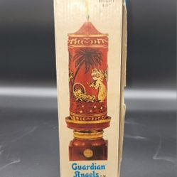 VTG Jasco Japan Red Gold Christmas Candle w/Stand Guardian Angels Nativity NOS