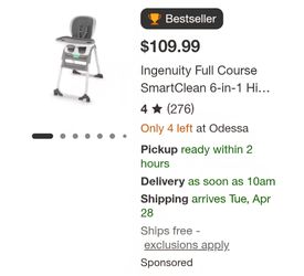Sun valley compact folding high chair, gray with white