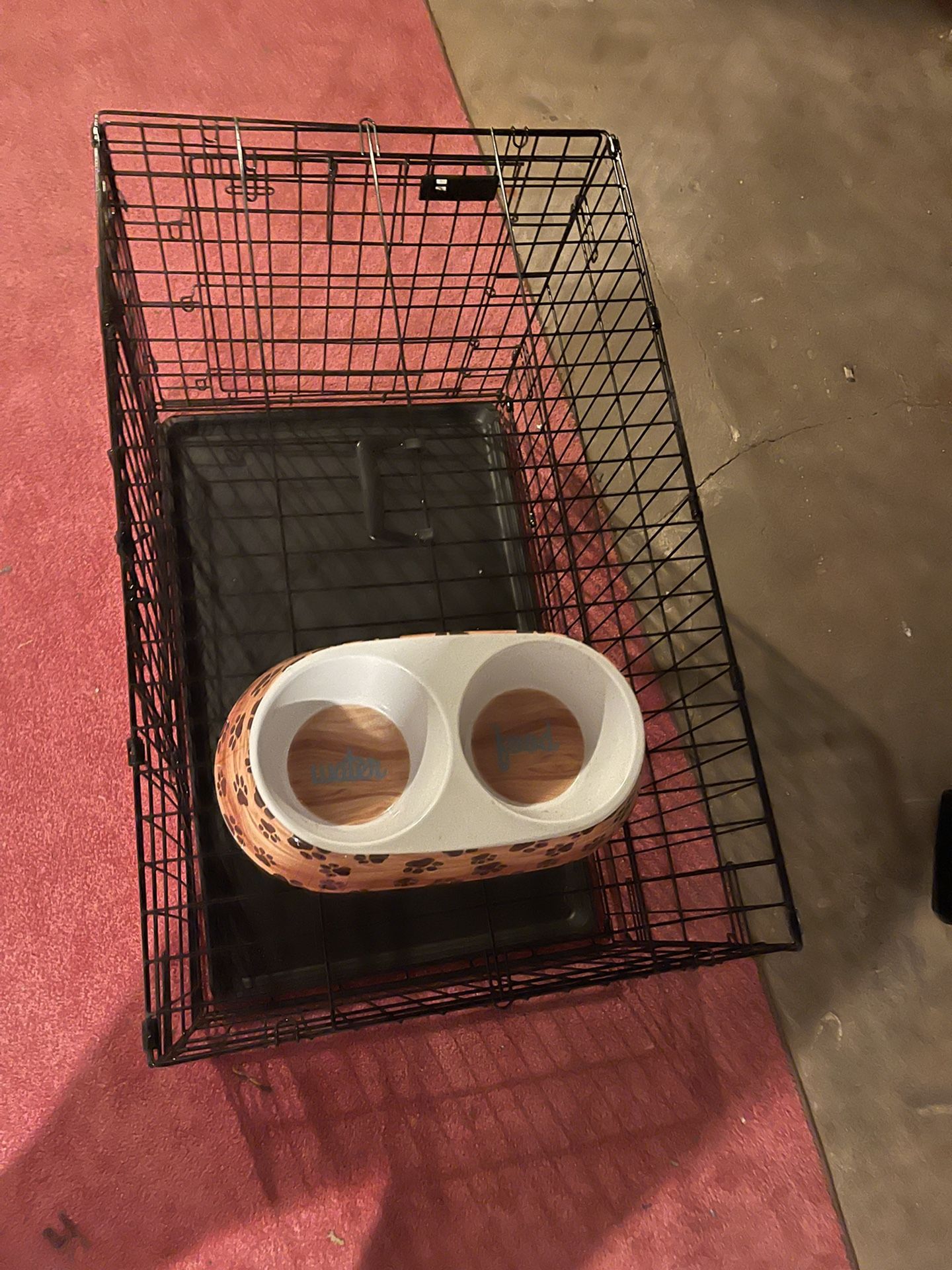 Dog Cage And Dog Bowl 