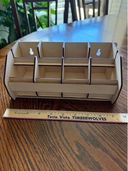 Birch Plywood 4-Roll Label Holder: Desktop Sticker Organizer