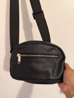 Black Leather Crossbody Belt Bag