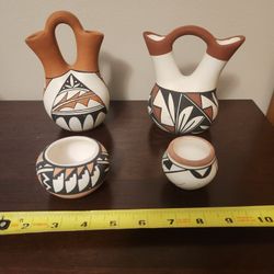 Navajo Signed Pottery, set of 4, beautiful