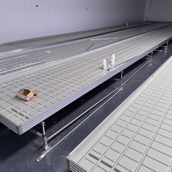 Custom Hydro V Track Bench Tables 