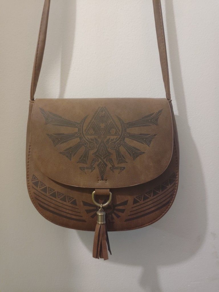 Nintendo 2018 Legend of Zelda Saddle Bag Leather Purse Tassel Brown *Like New*