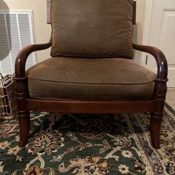Large Wood  Side chair with cushions 