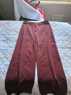 Wide-Leg Dress Pants in Burgundy