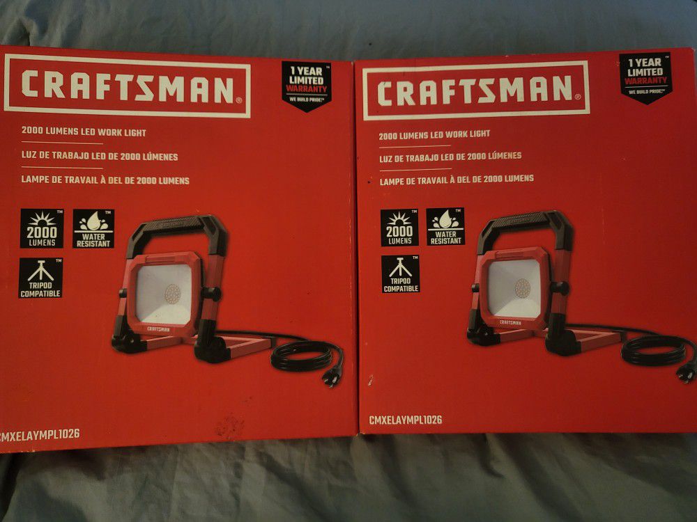 Two Craftsman 2000 Lumens LED Work Lights