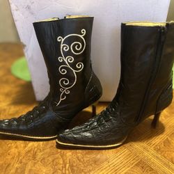 Leather Crocodile Boots
