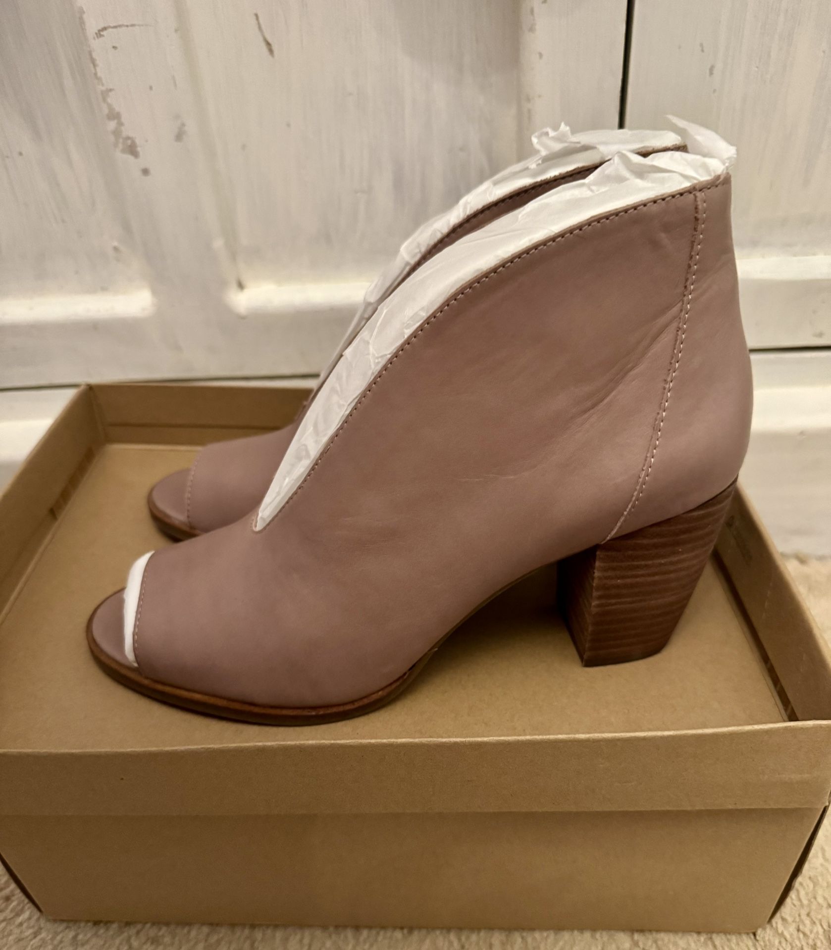 Rose Lucky Brand Leather peep toe boots (Also Posted in Black & Latte)