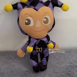 Bandai Jester Plush Doll – Purple & Black Harlequin Clown 2013 Soft Toy
