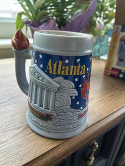 Budweiser 1996 Atlanta Olympic Games Stein Bud Mug With Torch Hand3 Still In Box 
