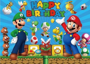 Mario bros Birthday BackDrop