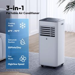 10,000 BTU Portable Air Conditioners, Portable AC With Remote for Room to 450 sq.ft 3 in 1 Air Conditioner With Dehumidification/Air Circulation/Timer