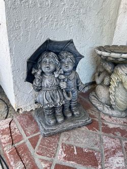 Children Under Umbrella Garden Statue