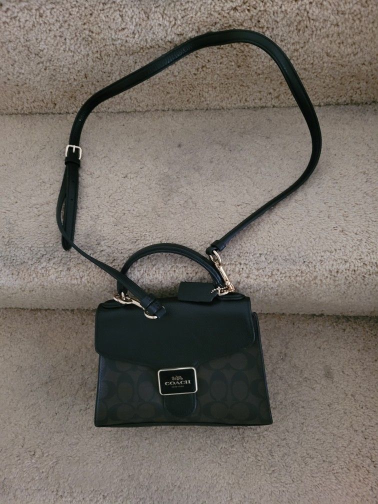 Coach Satchel Signature Purse Canvas And Leather