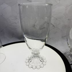 Set of (6) Vintage Anchor Hocking "Berwick" (commonly known as "Boopie") clear glass water/Tea goblets, 1950s or 1960s. Features a smooth, tapered bow