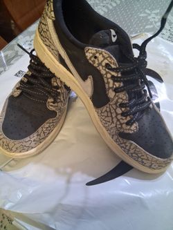 Air Jordan 1 Low Black Cement (Elephant Print) - Size 7W / 5.5Y