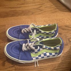 Blue Checkerboard Vans Style Sneakers 71/2