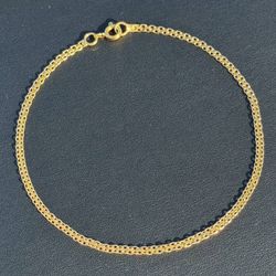 18k solid yellow gold 10 inches anklet bracelet