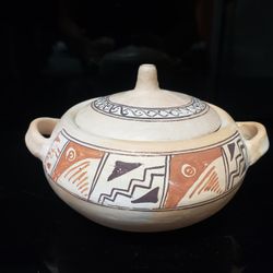 Southwestern Polychrome Pottery Bean Pot w/ Lid