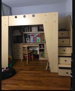 Full Size Loft Bed With Desk And Drawers
