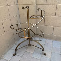 Vintage Gold Spiral Case Iron Plant Stand