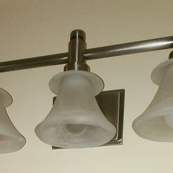 (1) 3 Lite Bathroom Fixture, Brushed Stainless