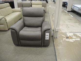 Leather Power Recliner with Power Headrest - Dark Gray | Reclining Chair | Lounge Chair