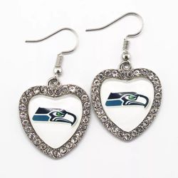 New Beautiful Seattle Seahawks Heart Earrings