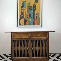 Gorgeous MCM American Walnut Brutalist Bar / Credenza / Buffet by Young