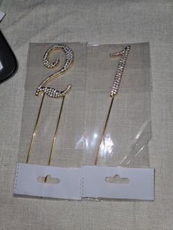Beautiful Dazzling Rhinestone Cake Toppers Numbers "1" & "2"