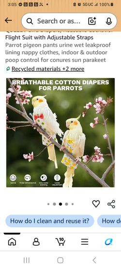Small bird reusable diapers