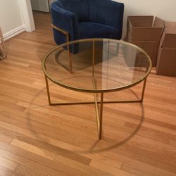 Beautiful Gold and Glass Coffee Table 