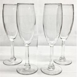 Vtg 80s Clear Stemware Long Faceted Stem Champagne Glasses 