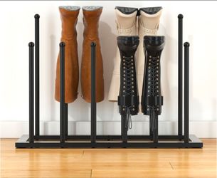 Urban Deco Free Standing Shoe Racks, Boot Organizer for Tall Boots, Black Metal Boot Rack Fit for 6 Pairs, Shoe Organizer for Dorm Room, Closet, Entry