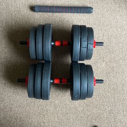 Adjustable Dumbbell & Bar Set With Weights
