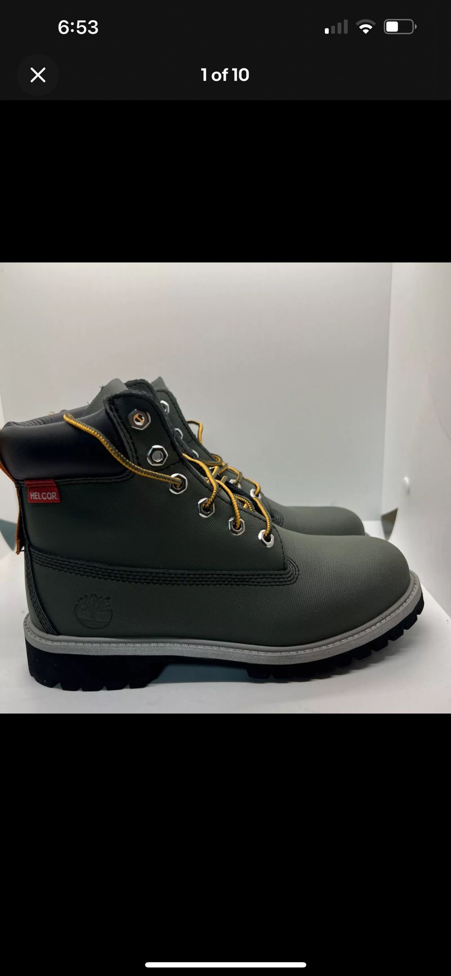 Timberland Premium 6 Inch Rubber Cup Helcor Leather Dark Green Boots Size us 5