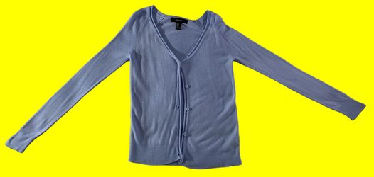 Forever 21 Women's L Sky Blue V-Neck Button Cardigan Sweater