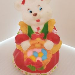 Vintage 1993 TCFC Merry Gifts Of Christmas Bear Soft PVC Toy Kmart Decor 